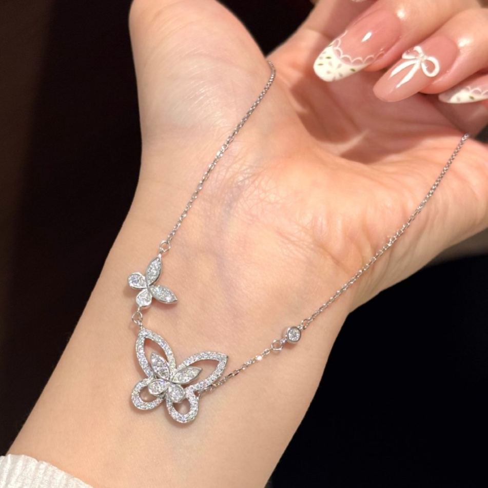 S925 Sterling Silver Phantom Butterfly Moissanite Pendant Necklace