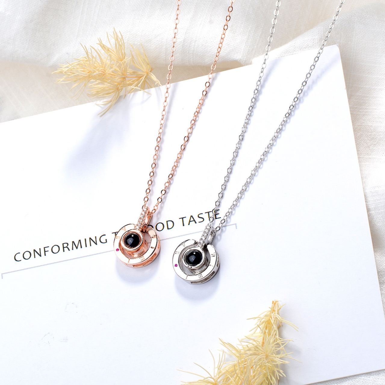 S925 Sterling Silver "Always With You" Christmas Projection Necklace – "I Love You" in 100 Languages