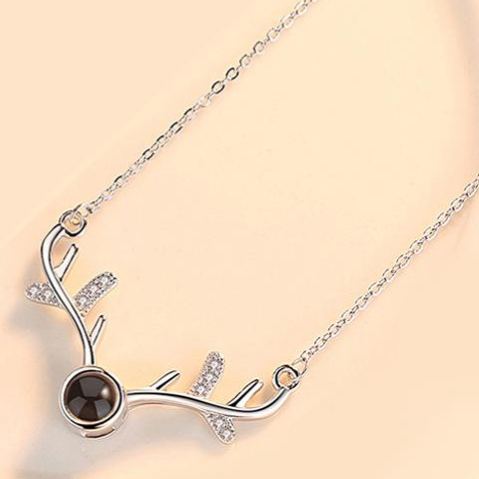S925 Sterling Silver "Always With You" Christmas Projection Necklace – "I Love You" in 100 Languages
