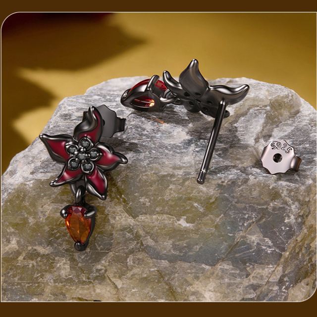 S925 Silver Halloween Mandala Flower Drop Earrings