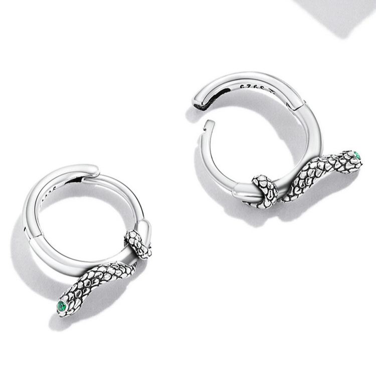 S925 Sterling Silver Halloween Green Zircon Linear Pattern Earrings