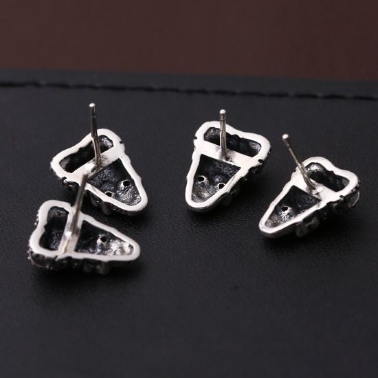 S925 Sterling Silver Halloween Crown Skull Stud Earrings
