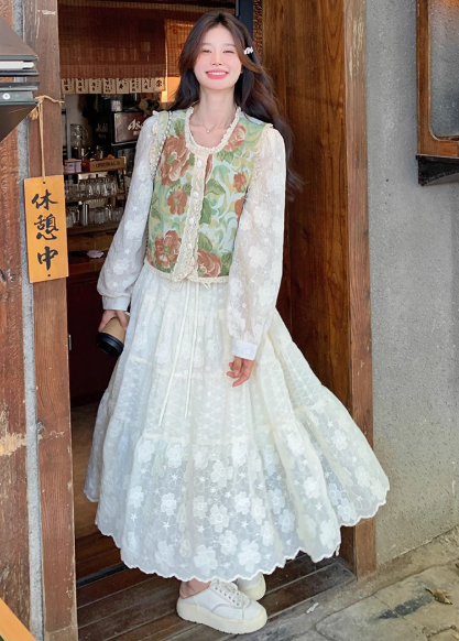 ジャカードベストドレススーツレディースフレンチデザインフェアリードレスツーピーススーツ