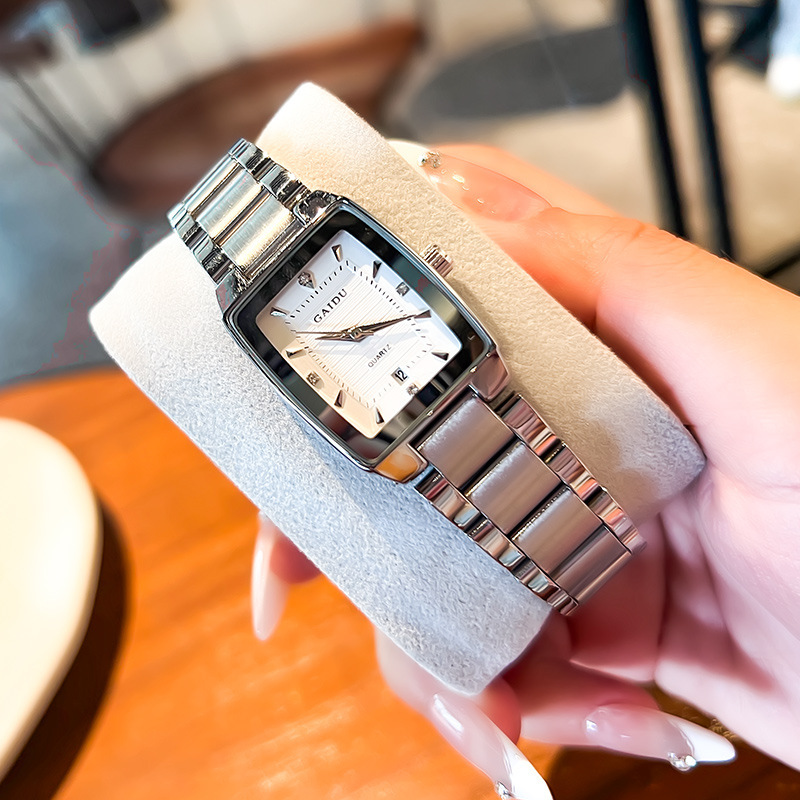 Vintage Lady Wristwatch Silver Steel Elegant Quartz Handwatch