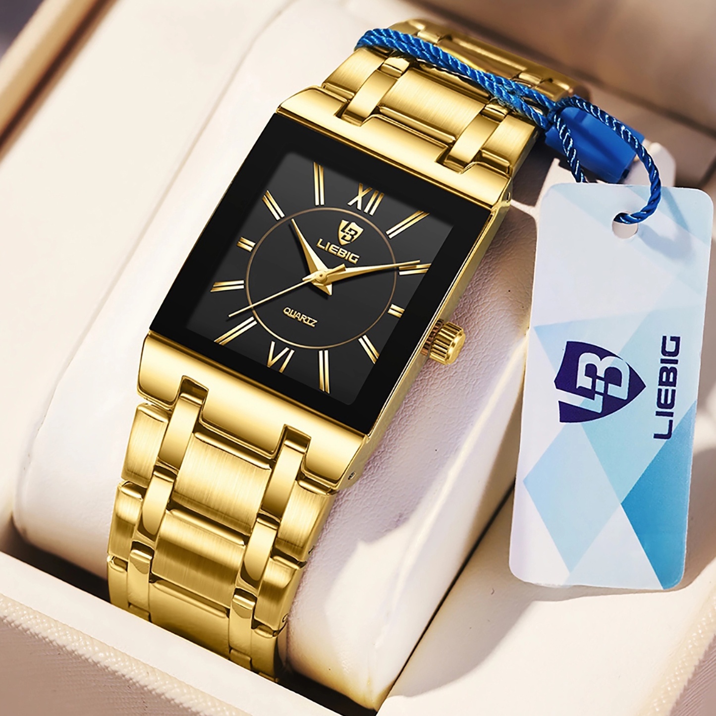 LIEBIG Men Women Classic Square Business Quartz Watch