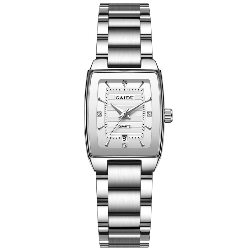 Vintage Lady Wristwatch Silver Steel Elegant Quartz Handwatch