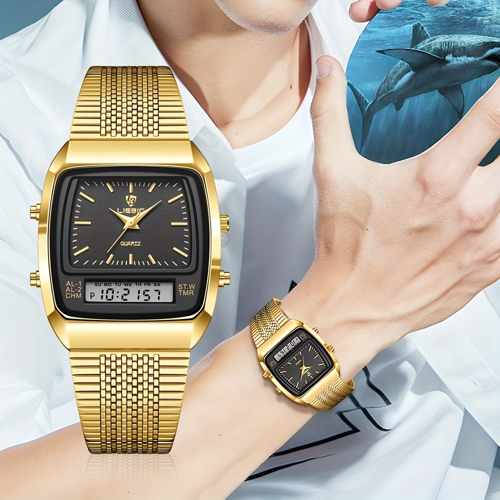 LIEBIG Men's Fashion Tonneau Pointer Digital Watch