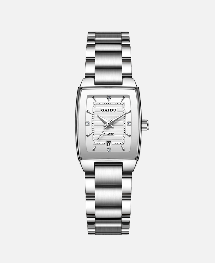 Vintage Lady Wristwatch Silver Steel Elegant Quartz Handwatch