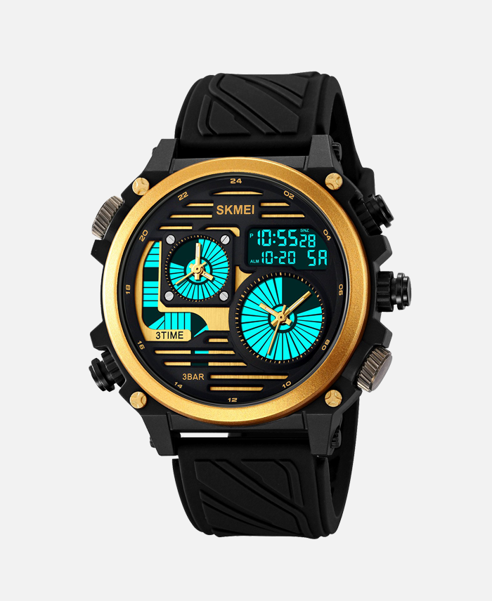 Military waterproof large dial four time watch