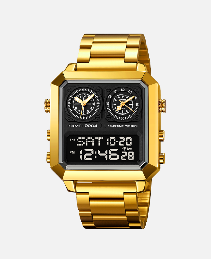 Men's dual movement sports waterproof watch