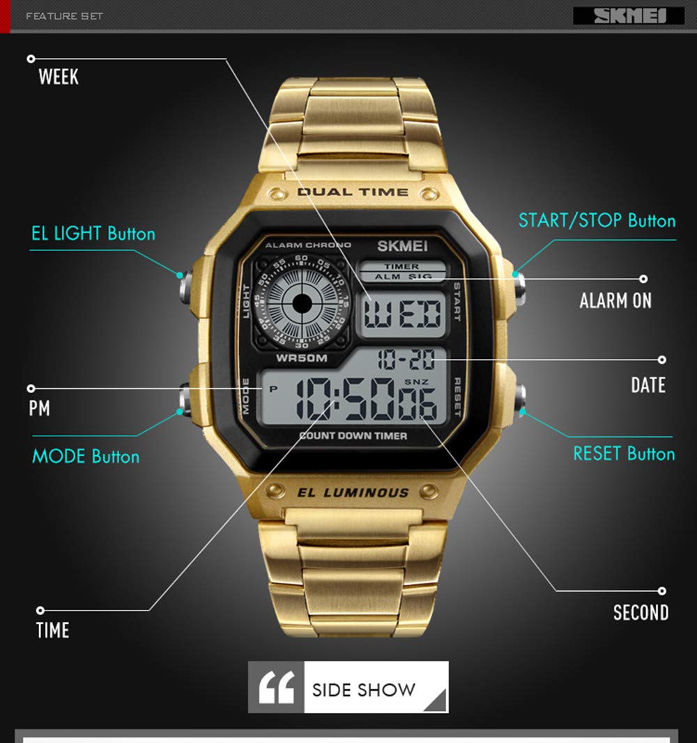 Top Brand Wholesale Stainless Steel Men Luxury Fashion Digital Watch