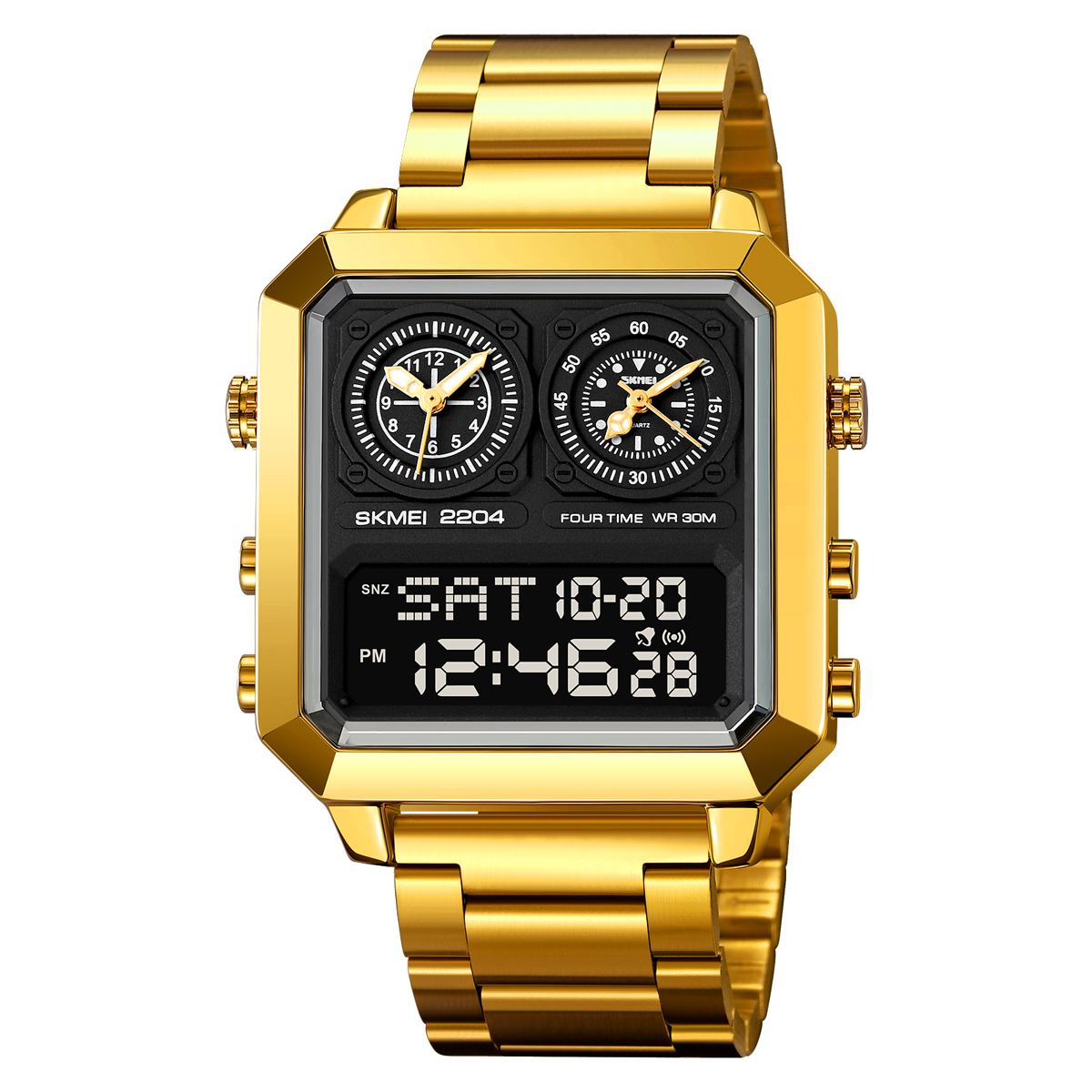 Dual movement multifunctional sports waterproof electronic watch