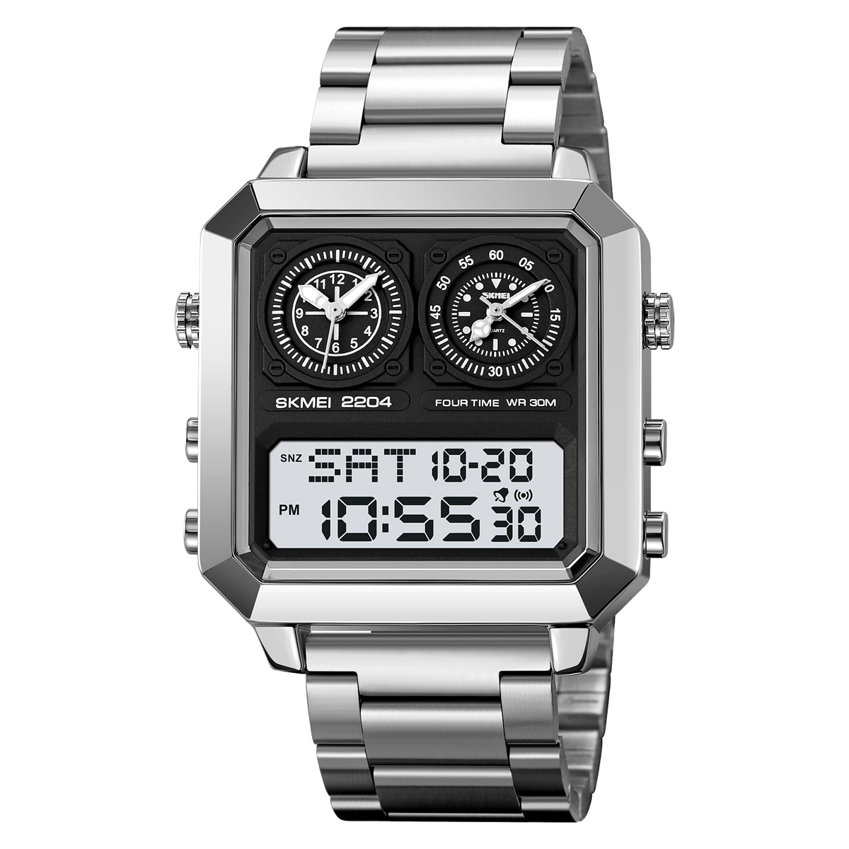 Dual movement multifunctional sports waterproof electronic watch