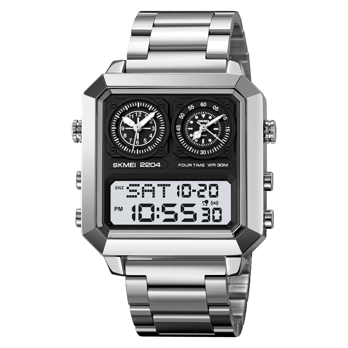 Men's dual movement sports waterproof watch