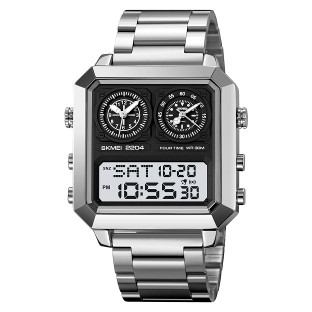 Dual movement multifunctional sports waterproof electronic watch