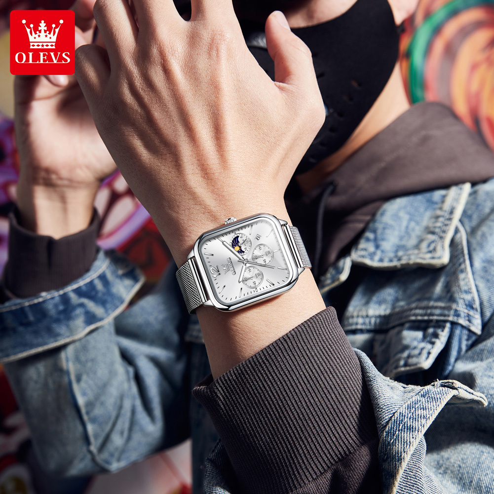 Men's fashion luxury waterproof square watch