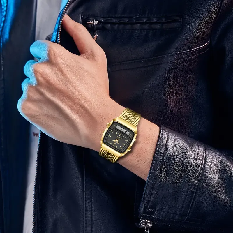 Men's Fashion Tonneau Pointer Digital Watch