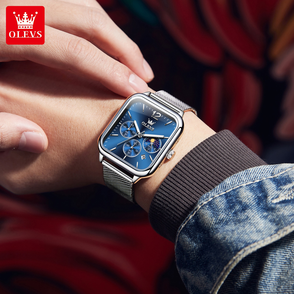 Men's fashion luxury waterproof square watch