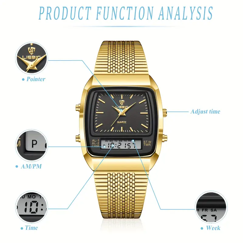 Men's Fashion Tonneau Pointer Digital Watch