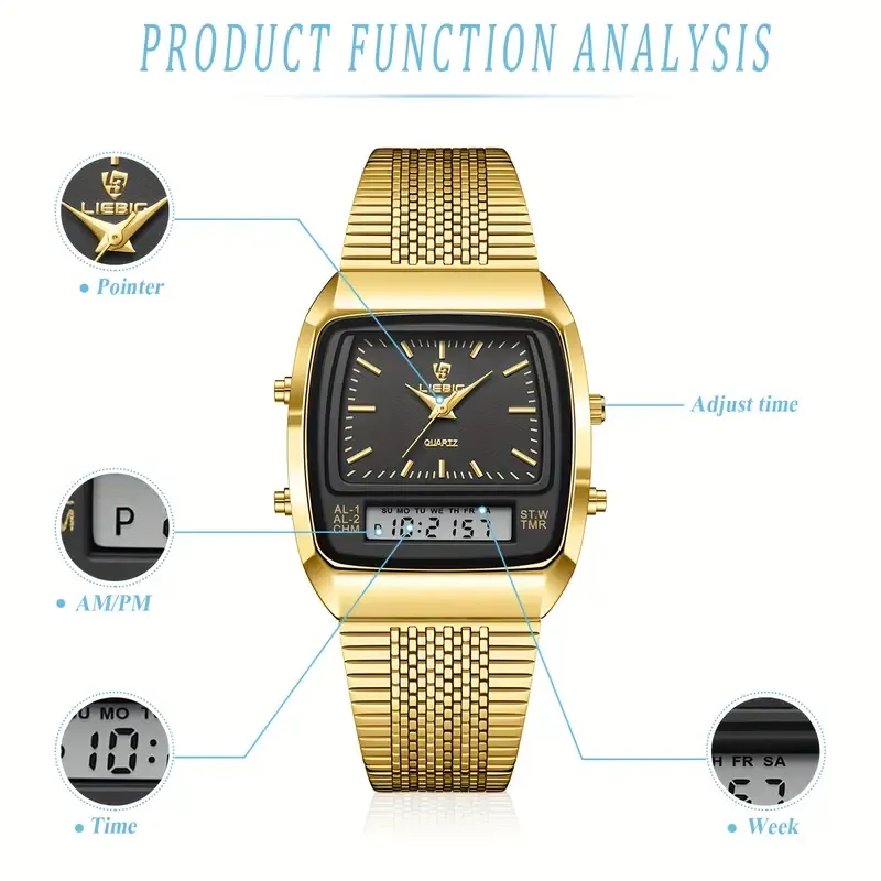 Men's Fashion Tonneau Pointer Digital Watch