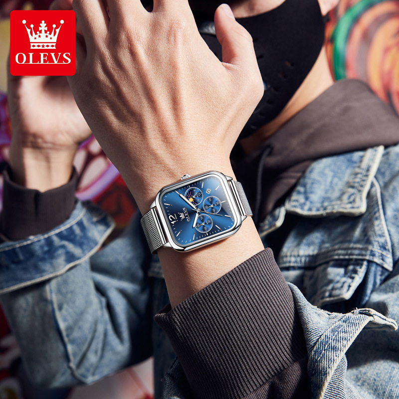 Men's fashion luxury waterproof square watch