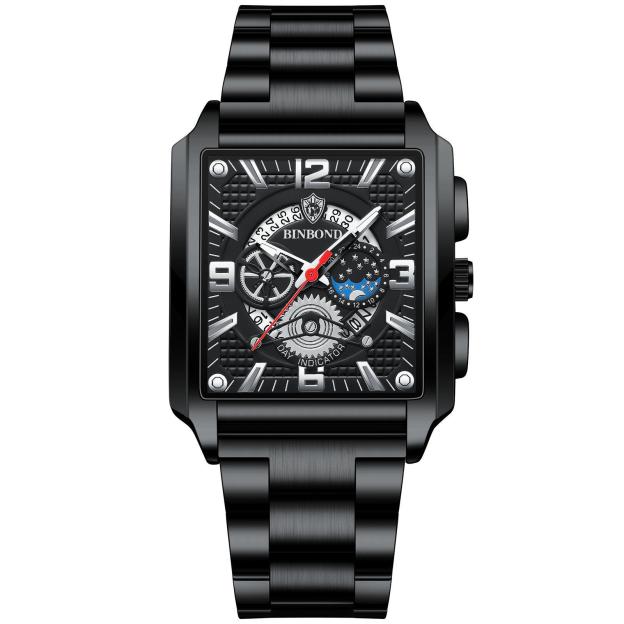 Men's Retro Popular Square Calendar Waterproof Glow Watch