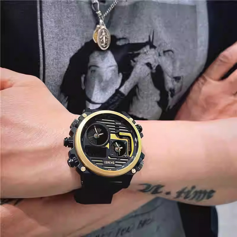 Military waterproof large dial four time watch