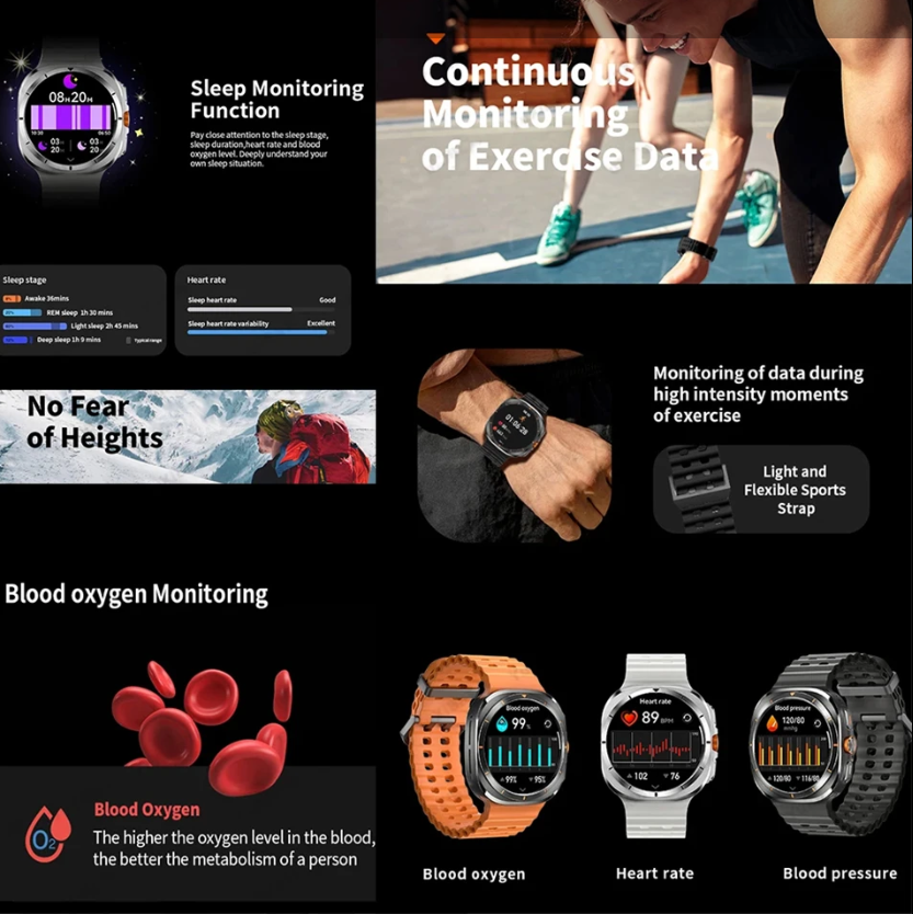2024 New Compass NFC GPS Track Bluetooth Call Smart Watch