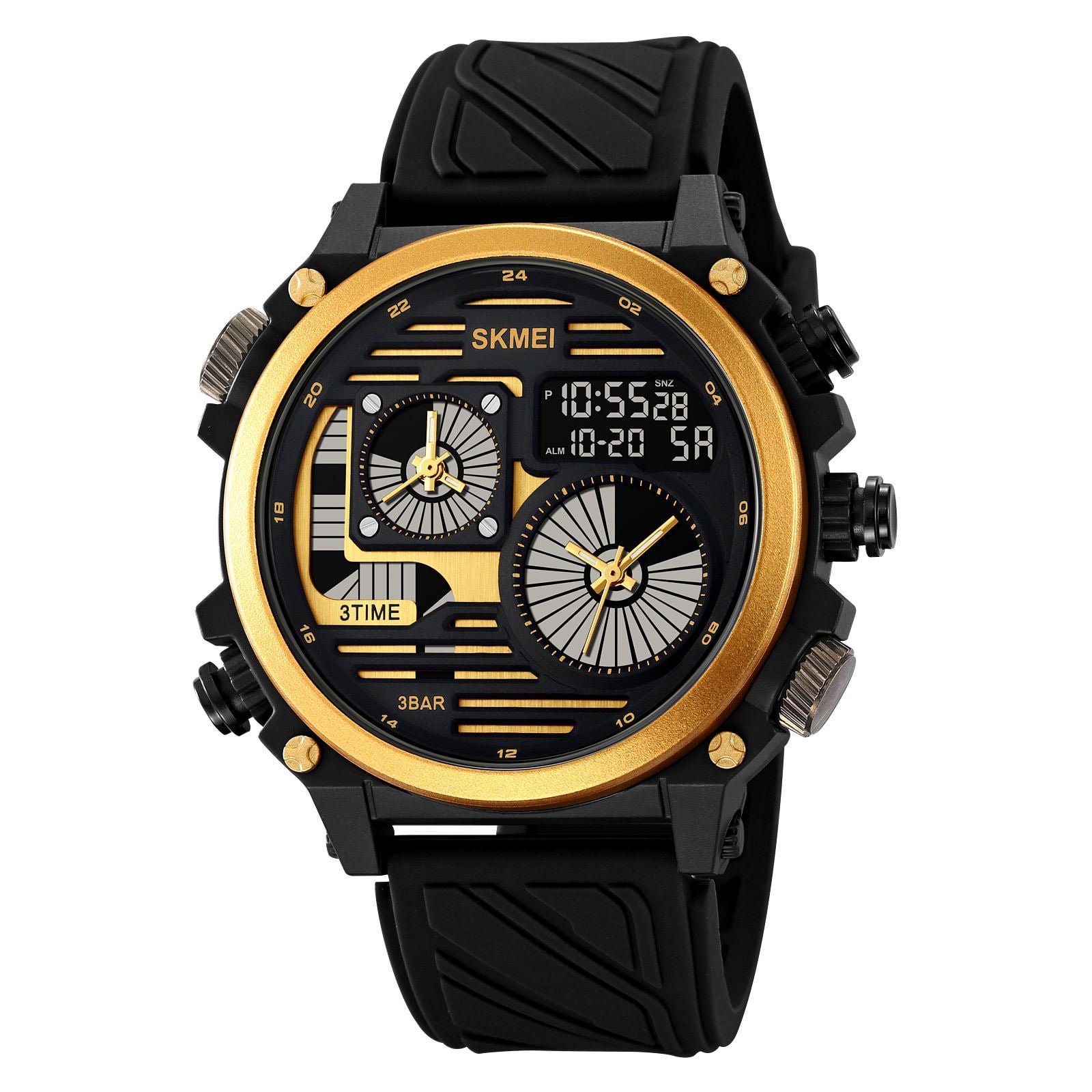 Military waterproof large dial four time watch