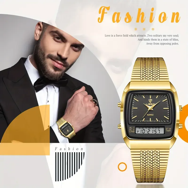 Men's Fashion Tonneau Pointer Digital Watch