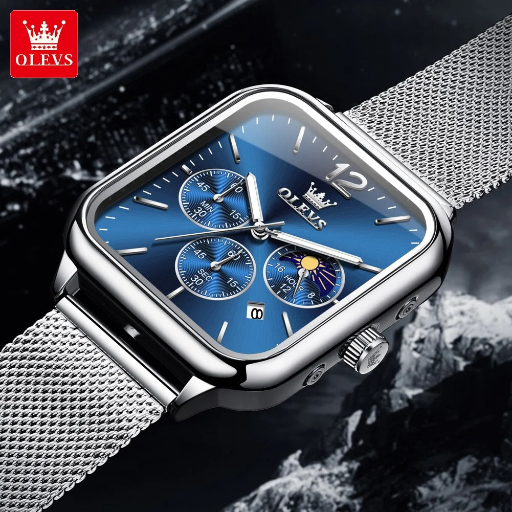 Men's fashion luxury waterproof square watch
