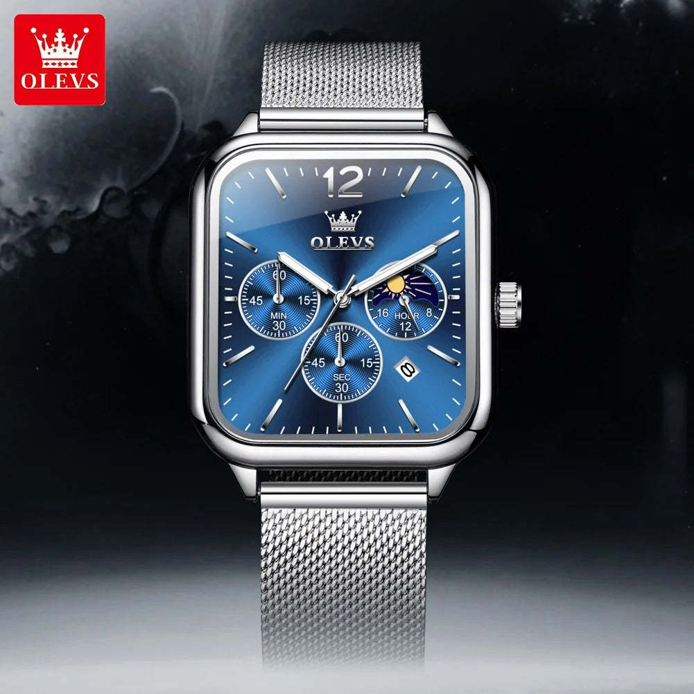 Men's fashion luxury waterproof square watch