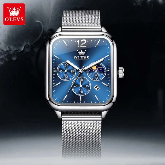 Men's fashion luxury waterproof square watch