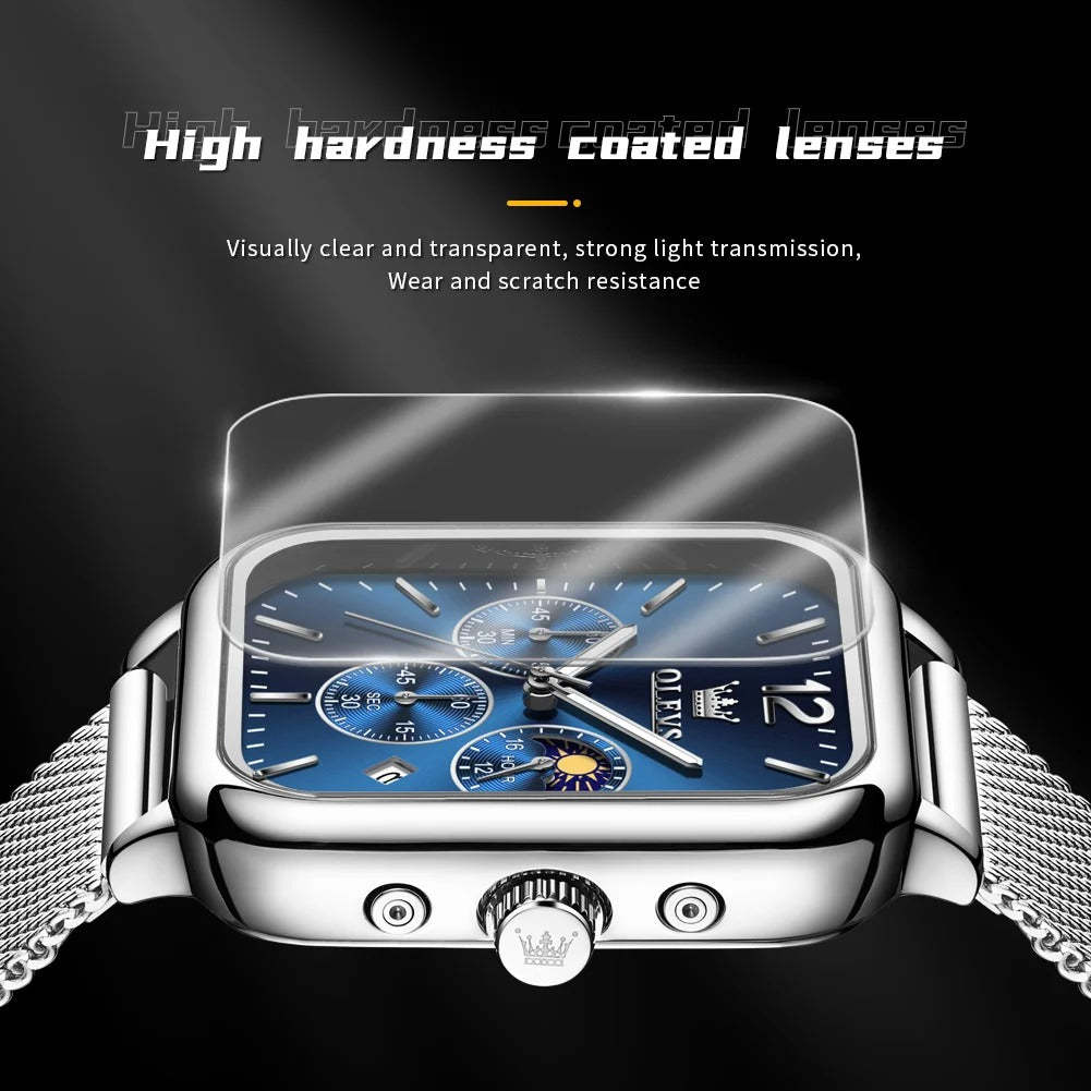 Men's fashion luxury waterproof square watch