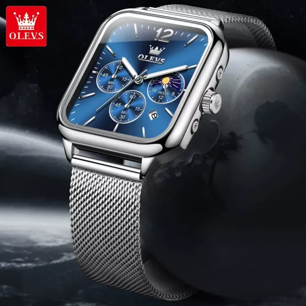 Men's fashion luxury waterproof square watch