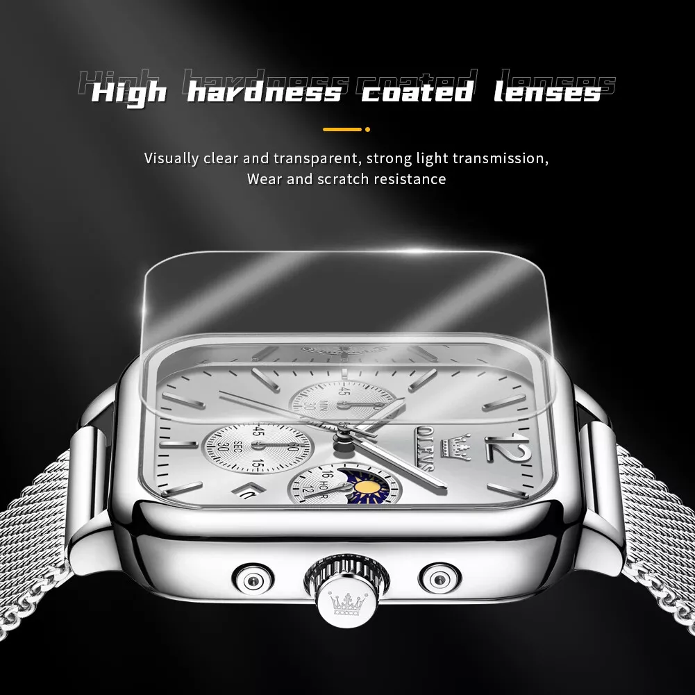 Men's fashion luxury waterproof square watch