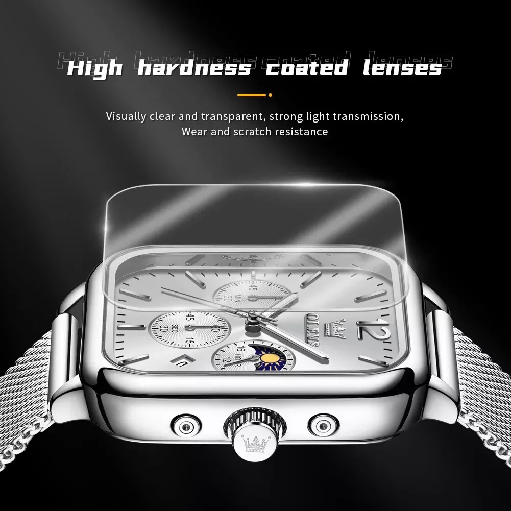 Men's fashion luxury waterproof square watch