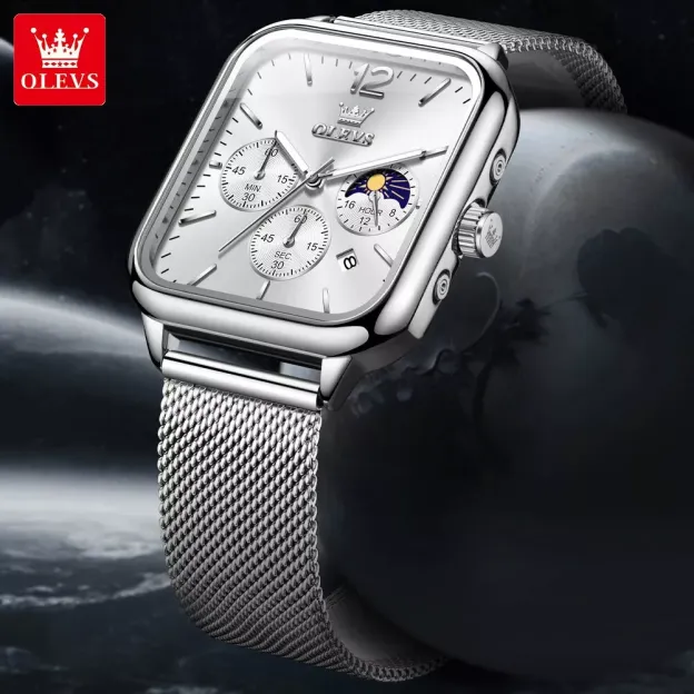 Men's fashion luxury waterproof square watch