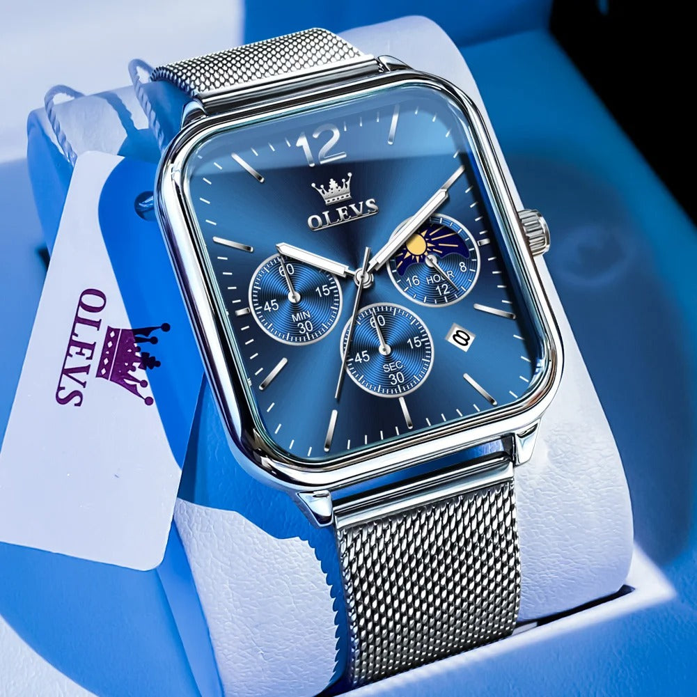 Men's fashion luxury waterproof square watch