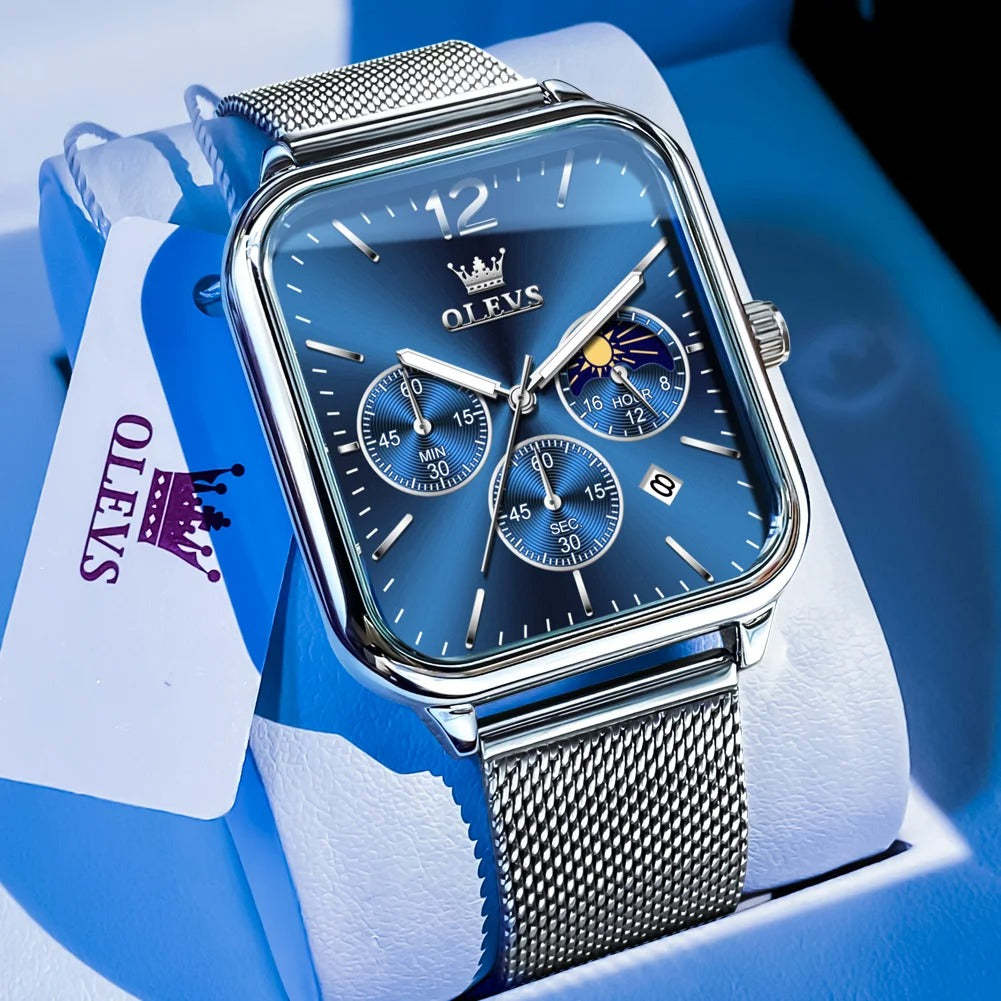 Men's fashion luxury waterproof square watch