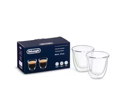 De'Longhi Espresso Double Wall Thermal Coffee Glass Set 90ml DLSC310
