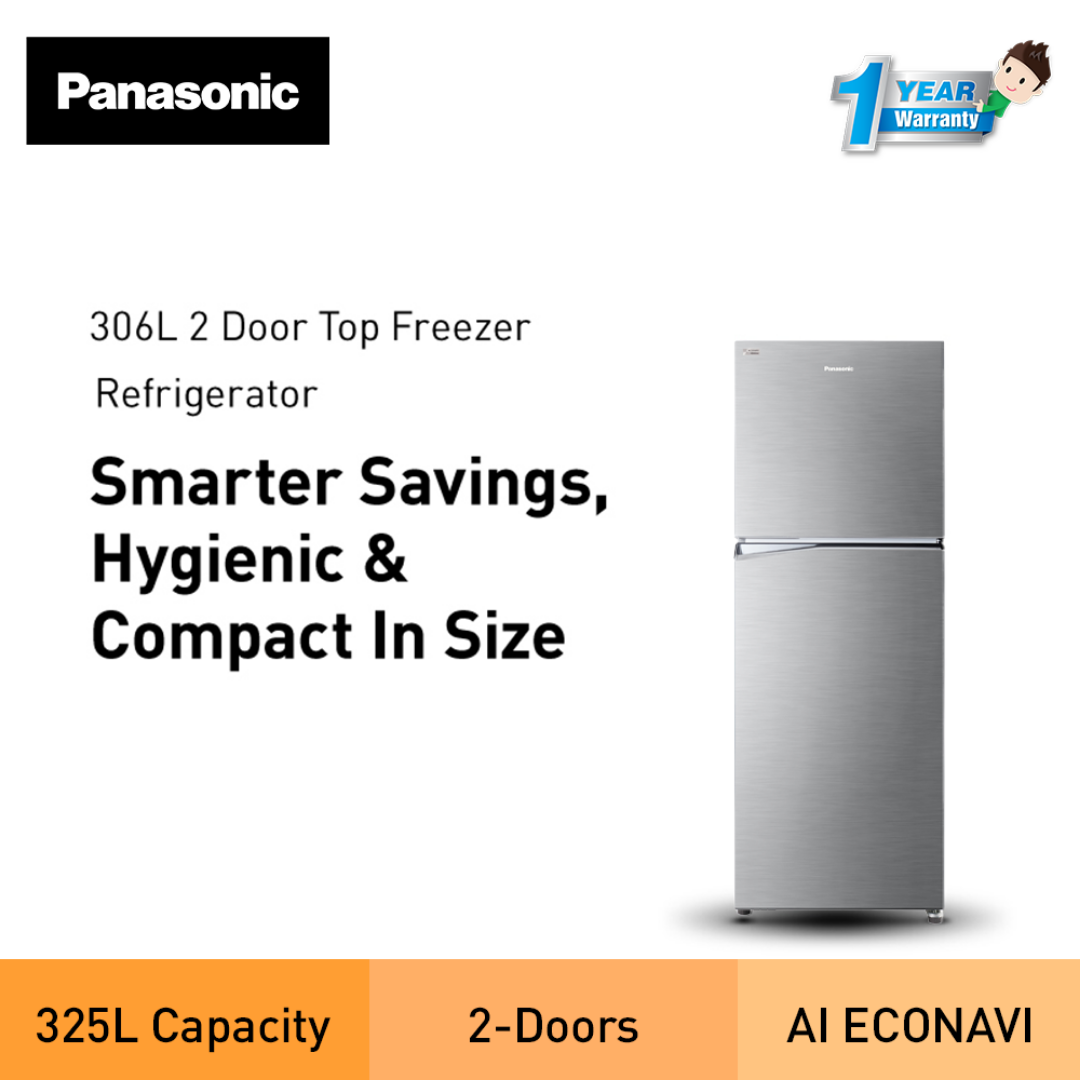Panasonic NR-TV341 325L Inverter Energy Saving 2-Door Top Freezer Refrigerator NR-TV341BPSM