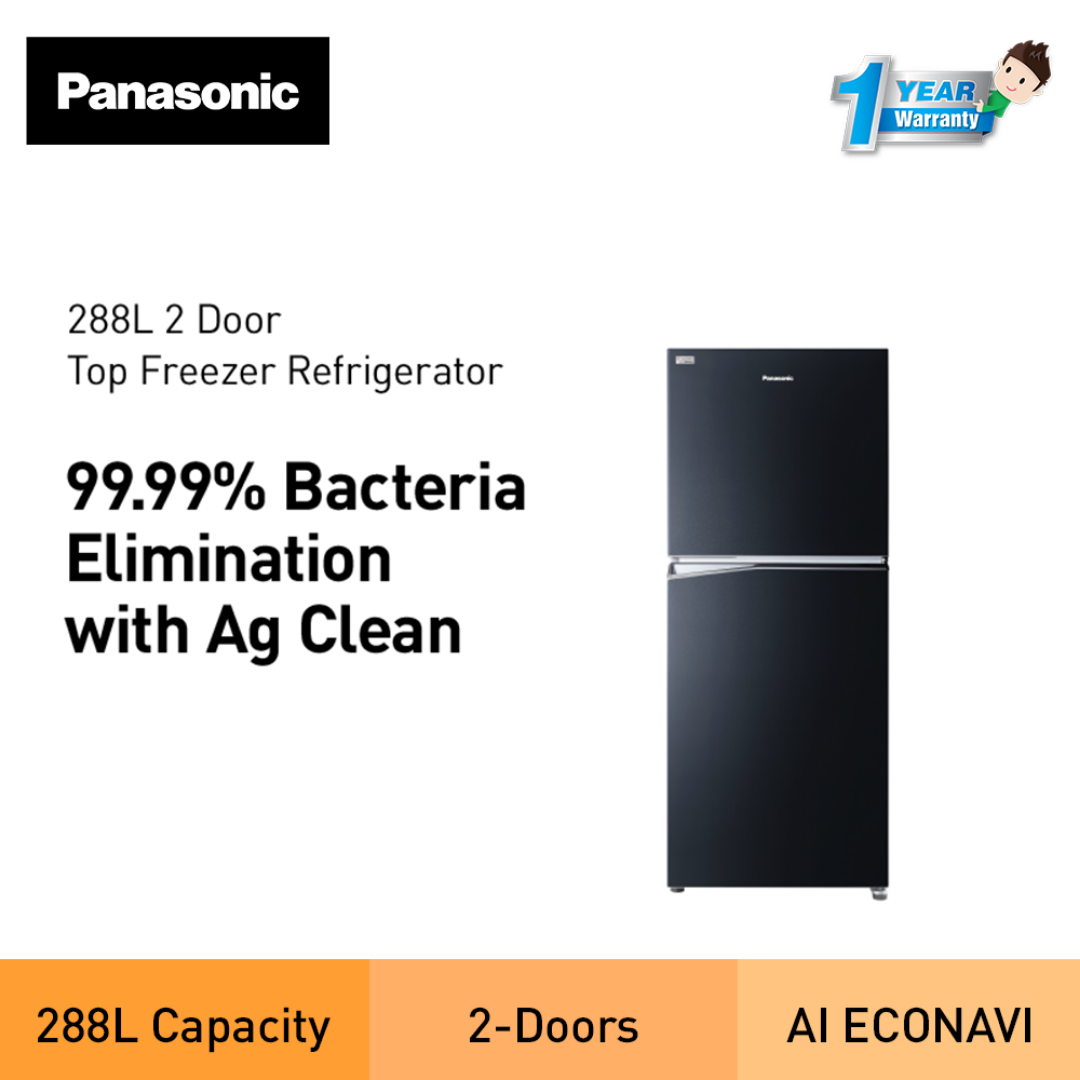 Panasonic NR-TV301 288L Inverter Energy Saving 2-Door Top Freezer Refrigerator NR-TV301BPKM