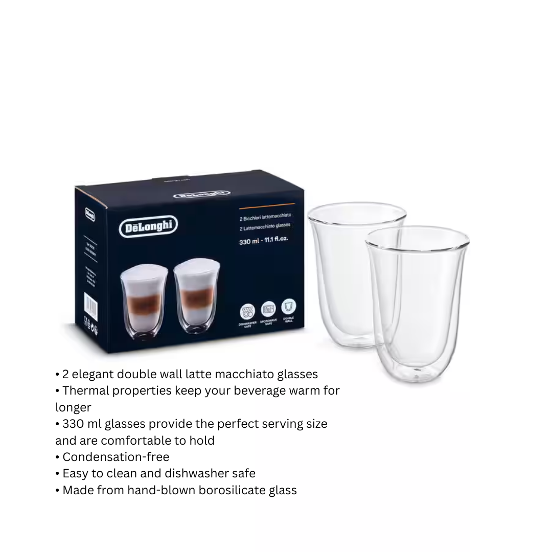 De'Longhi Double Wall Lattemacchiato Glasses  330ml DLSC312