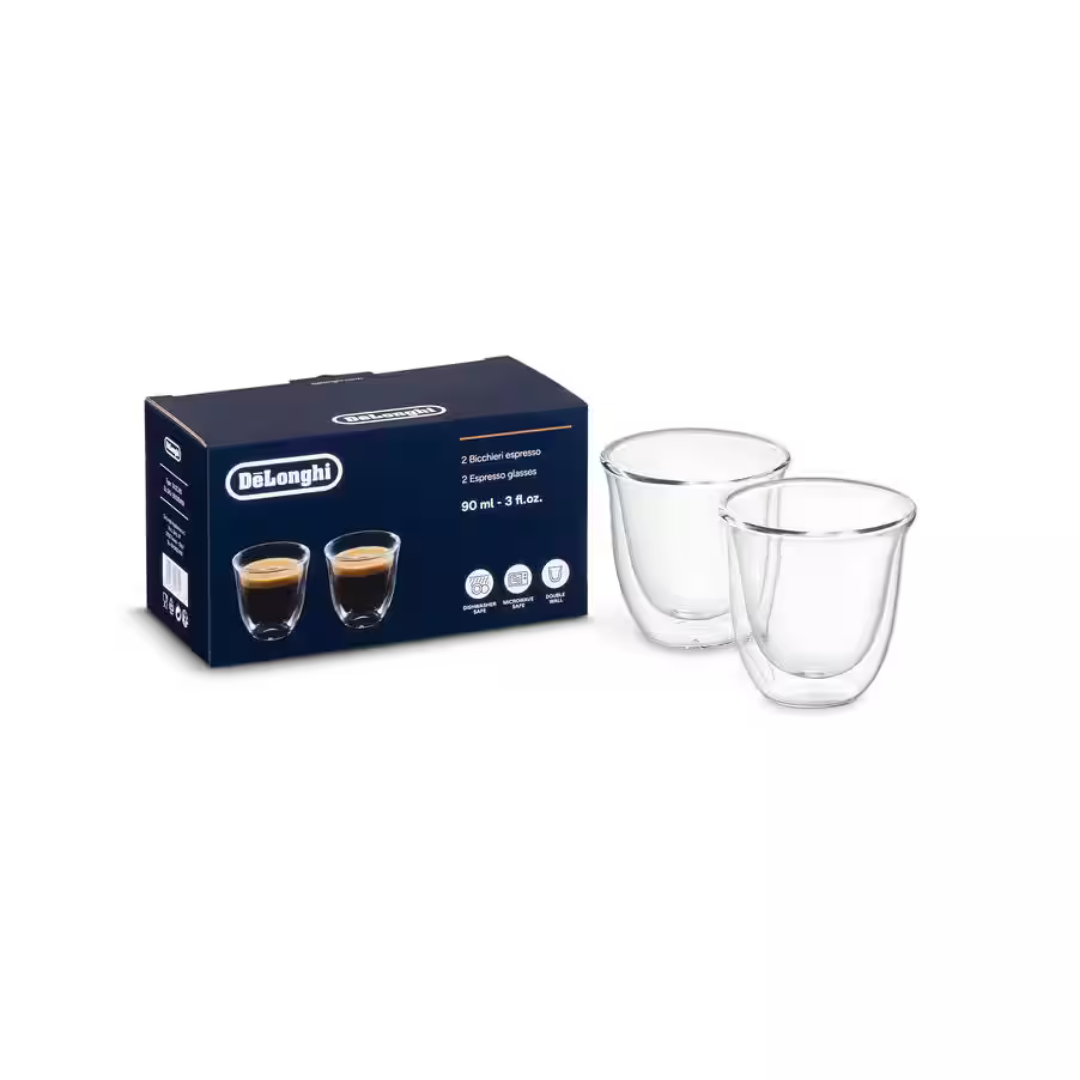 De'Longhi Espresso Double Wall Thermal Coffee Glass Set 90ml DLSC310