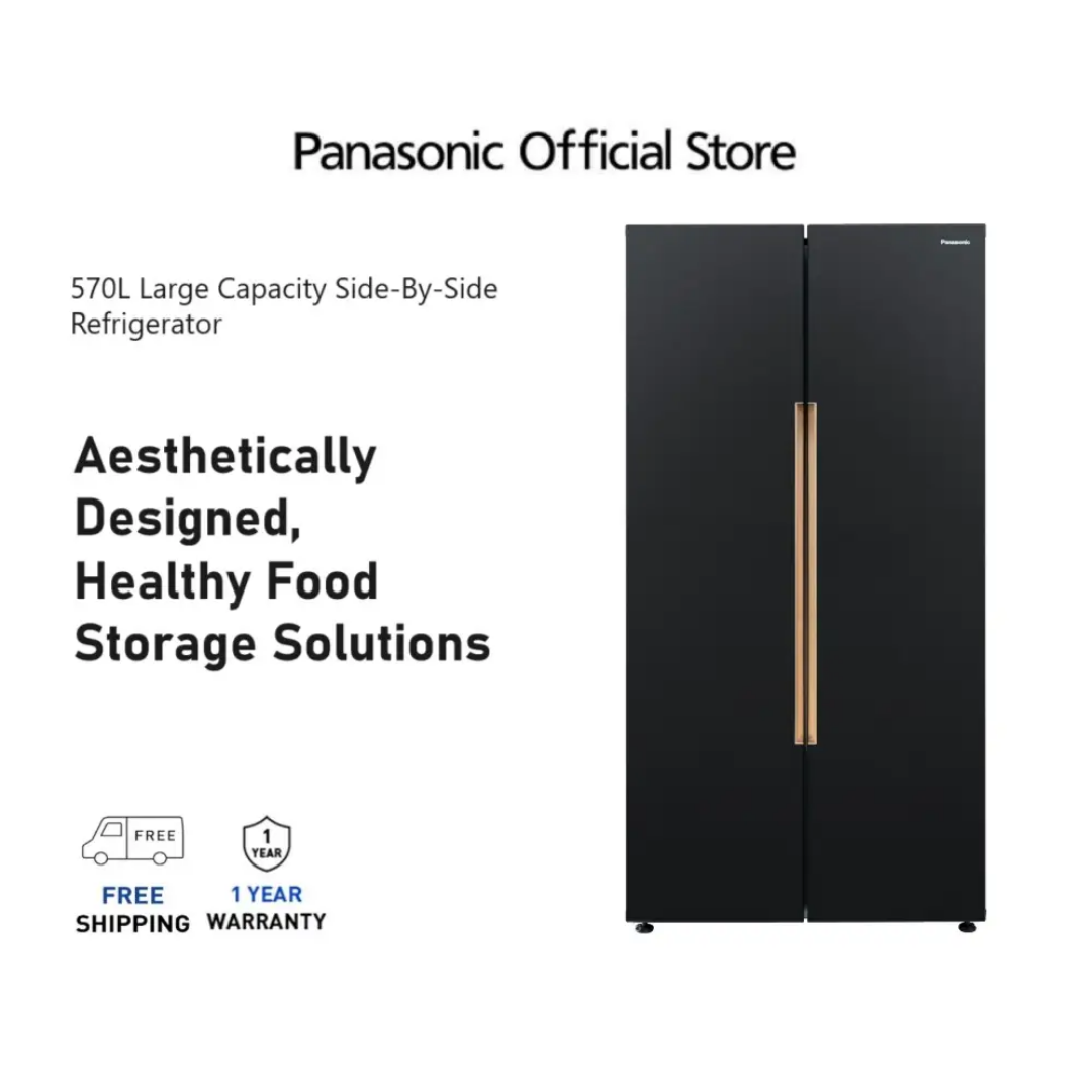 Panasonic NR-S621 (570L) Large Capacity Side-By-Side User-friendly & energy saving Refrigerator NR-S621BB-MY