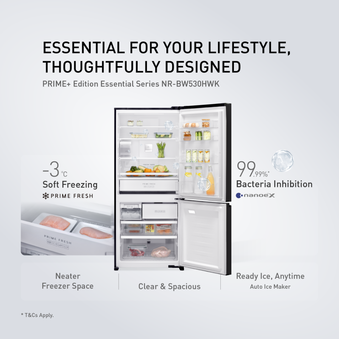 Panasonic 545L Refrigerator Premium 2-Door PRIME+ Edition Essential NR-BW530H