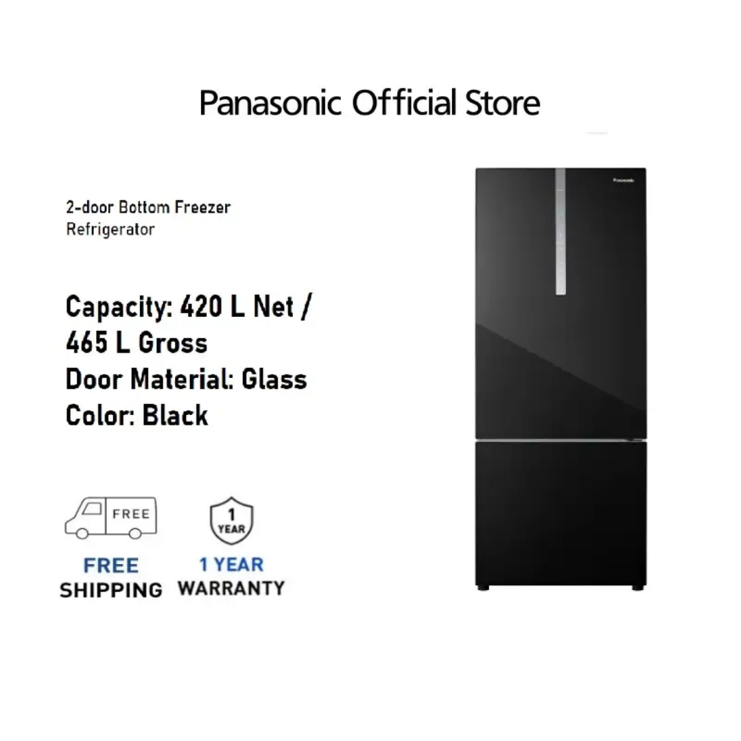 Panasonic NR-BX471WGK 2-door Bottom Freezer Refrigerator Glass Door Series NR-BX471WGKM