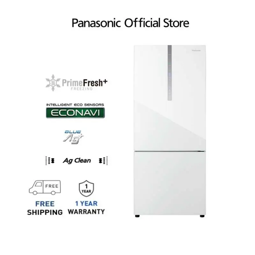 Panasonic NR-BX421WGW 2-door Bottom Freezer Refrigerator Glass Door Series NR-BX421WGWM