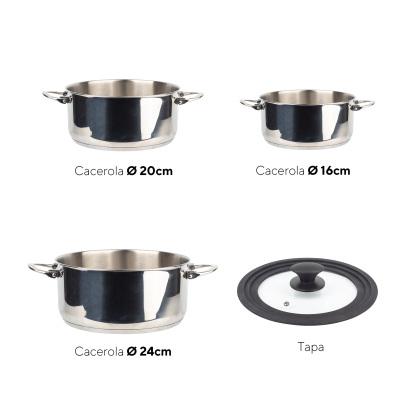 MasterPRO stackable stainless steel cookware set 4 pieces - Foodies Collection - BGMP-2160